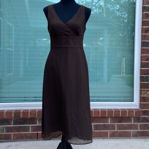 J. CREW 100% SILK CHIFFON BROWN MIDI DRESS size 4